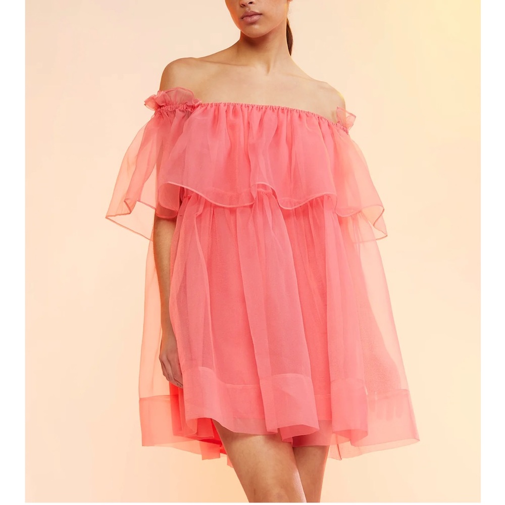 Cynthia Rowley - Flirt Organza Dress, Coral - Picture 2 of 10